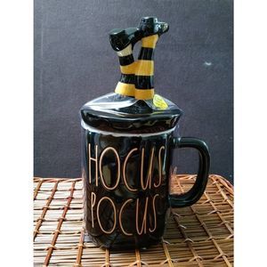 Rae Dunn by Magenta HOCUS POCUS Decorative‎ Mug With Witch Legs Lid Black